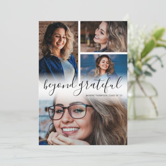 Beyond Grateful Photo Afstuderen Dank u kaart (Staand voorkant)