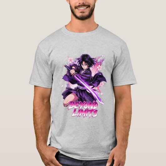 Beyond Limits – Anime Stijl Katana Krijger Grafisc T-shirt (Voorkant)