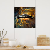 Beyond the Golden Veil: Enigmatic Saucer & ET Crew Poster (Keuken)