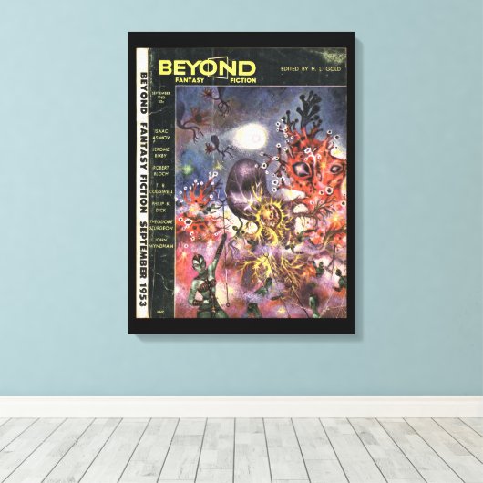 Beyond v01 n02 (1953-09.Galaxy)_Pulp Art Canvas Afdruk (Insitu (Houten vloer))