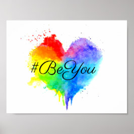 #BeYou Rainbow Splattered Heart Print