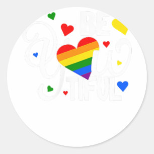 BeYouTIFUL Gay Pride Lesbisch Regenboog Hart Ronde Sticker