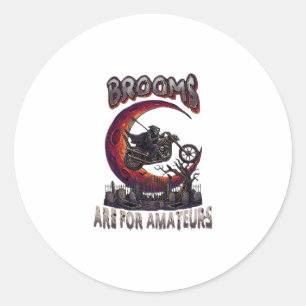 Bezem Amateurs Grim Reaper Motorfiets Halloween R Ronde Sticker