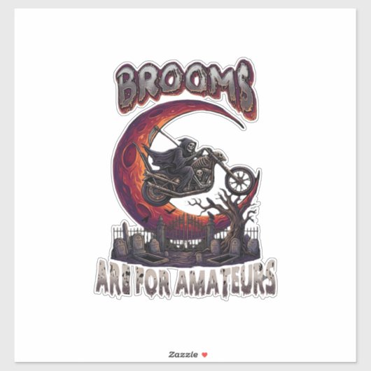 Bezem Amateurs Grim Reaper Motorfiets Halloween R Sticker (Vel)