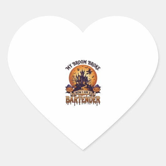 Bezem Bracht Bartender Halloween Spokenhuis Heks Hart Sticker (Voorkant)