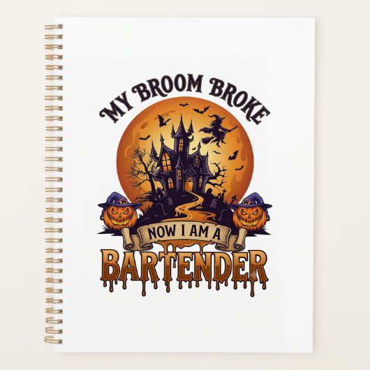 Bezem Bracht Bartender Halloween Spokenhuis Heks Planner (Voorkant)