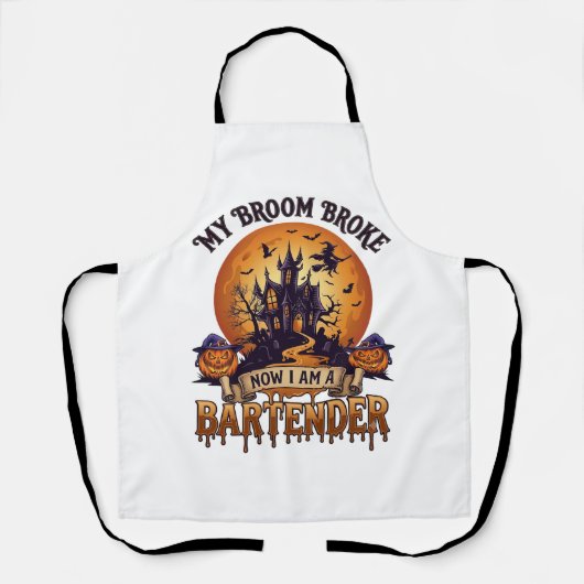 Bezem Bracht Bartender Halloween Spokenhuis Heks Schort (Voorkant)
