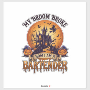 Bezem Bracht Bartender Halloween Spokenhuis Heks Sticker