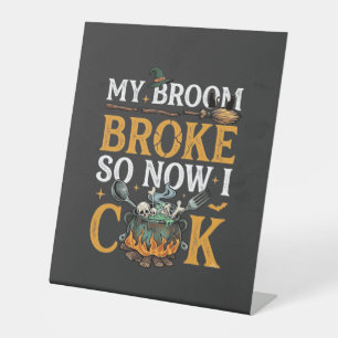 Bezem Bracht Halloween Ketel Schedels Zwarte Kat_1 Reclamebord Met Voetstuk
