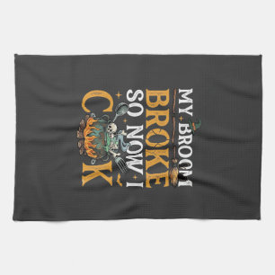 Bezem Bracht Halloween Ketel Schedels Zwarte Kat_1 Theedoek