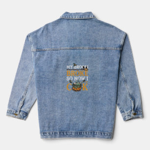 Bezem Brak Halloween Ketel Schedels Zwarte Kat_1 Denim Jacket
