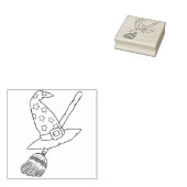bezem en heks pet illustratie kunststempel rubberstempel (Gestempeld)