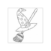 bezem en heks pet illustratie kunststempel rubberstempel (Afrduk)