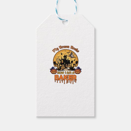 Bezem Gebroken Bakker Halloween Heks Chef Pompoen_ Cadeaulabel (Voorkant)