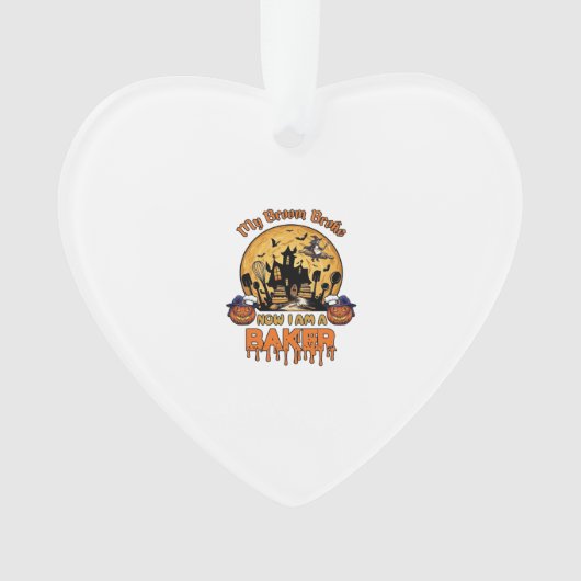 Bezem Gebroken Bakker Halloween Heks Chef Pompoen_ Ornament (voorkant)