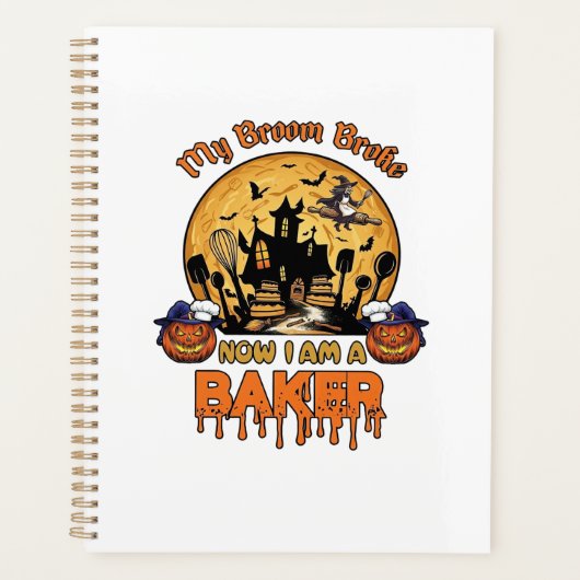 Bezem Gebroken Bakker Halloween Heks Chef Pompoen_ Planner (Voorkant)
