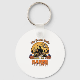 Bezem Gebroken Bakker Halloween Heks Chef Pompoen_ Sleutelhanger