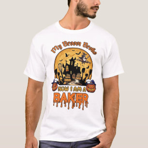 Bezem Gebroken Bakker Halloween Heks Chef Pompoen_ T-shirt