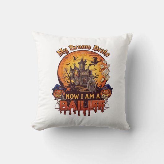 Bezem Gebroken Baljuw Halloween Geest Recht Pompoe Kussen (Voorkant)