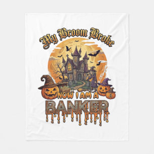 Bezem Gebroken Bankier Halloween Spokenhuis Heks P Fleece Deken