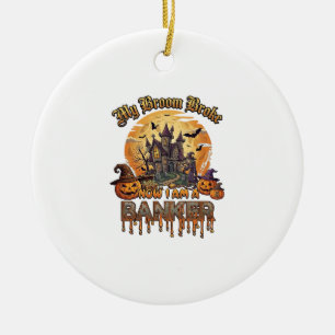 Bezem Gebroken Bankier Halloween Spokenhuis Heks P Keramisch Ornament