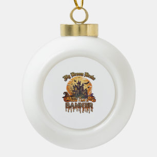 Bezem Gebroken Bankier Halloween Spokenhuis Heks P Keramische Bal Ornament