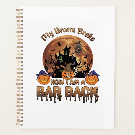 Bezem Gebroken Bar Achter Halloween Spokenhuis Hek Planner (Voorkant)