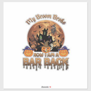 Bezem Gebroken Bar Achterkant Halloween Spokenhuis Sticker