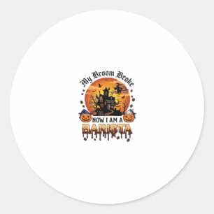 Bezem Gebroken Barista Halloween Heks Koffie Pompo Ronde Sticker
