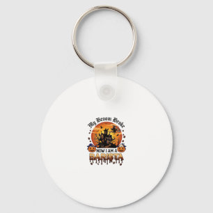 Bezem Gebroken Barista Halloween Heks Koffie Pompo Sleutelhanger