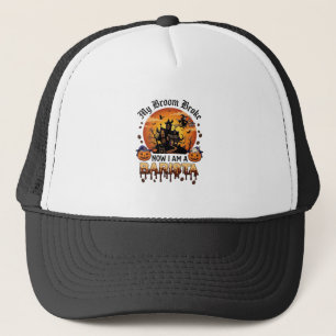 Bezem Gebroken Barista Halloween Heks Koffie Pompo Trucker Pet