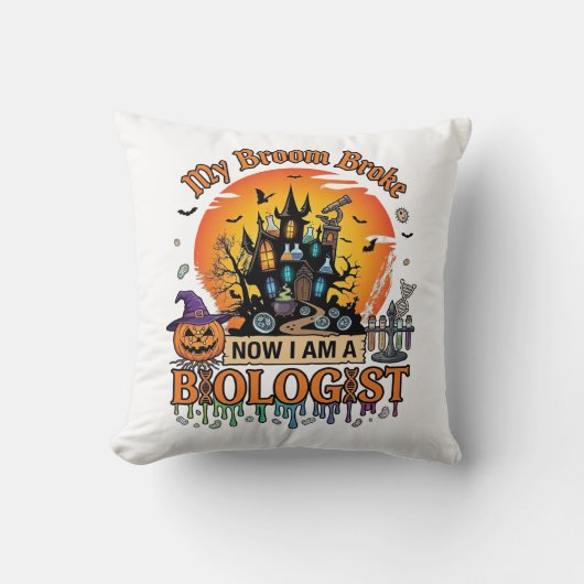 Bezem Gebroken Bioloog Halloween Geheime Kasteel P Kussen (Voorkant)