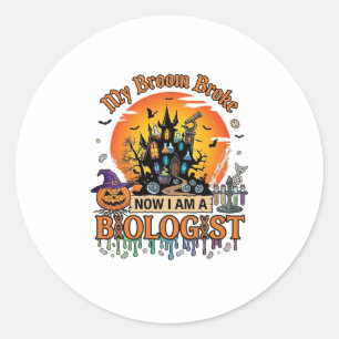 Bezem Gebroken Bioloog Halloween Geheime Kasteel P Ronde Sticker