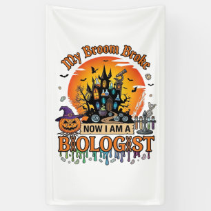 Bezem Gebroken Bioloog Halloween Geheime Kasteel P Spandoek