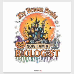 Bezem Gebroken Bioloog Halloween Geheime Kasteel P Sticker