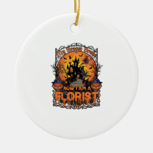 Bezem Gebroken Bloemist Halloween Heks Pompoen Spo Keramisch Ornament