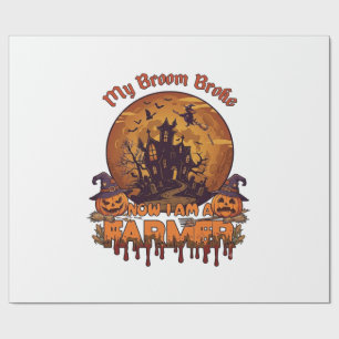 Bezem Gebroken Boer Halloween Heks Spookhuis P Cadeaupapier