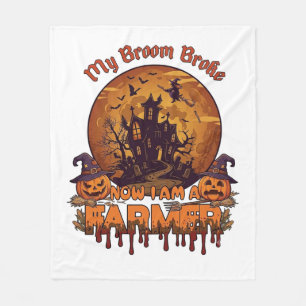 Bezem Gebroken Boer Halloween Heks Spookhuis P Fleece Deken