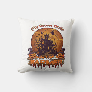 Bezem Gebroken Boer Halloween Heks Spookhuis P Kussen