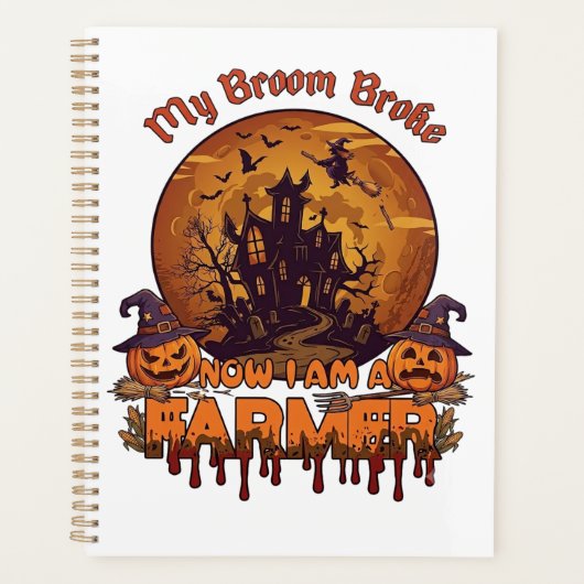 Bezem Gebroken Boer Halloween Heks Spookhuis P Planner (Voorkant)