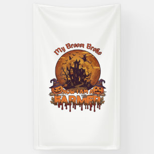 Bezem Gebroken Boer Halloween Heks Spookhuis P Spandoek