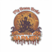 Bezem Gebroken Boer Halloween Heks Spookhuis P Sticker (Voorkant)