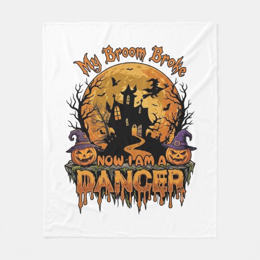 Bezem Gebroken Danser Halloween Spokenhuis Pompoen Fleece Deken (Voorkant)