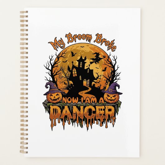 Bezem Gebroken Danser Halloween Spokenhuis Pompoen Planner (Voorkant)