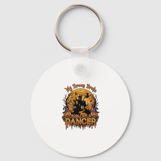 Bezem Gebroken Danser Halloween Spokenhuis Pompoen Sleutelhanger (Voorkant)