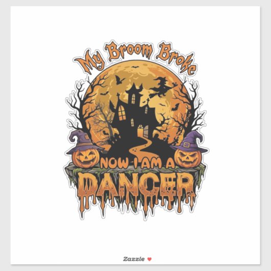 Bezem Gebroken Danser Halloween Spokenhuis Pompoen Sticker (Vel)