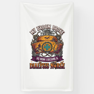 Bezem Gebroken Dialyse Verpleegster Halloween Muts Spandoek