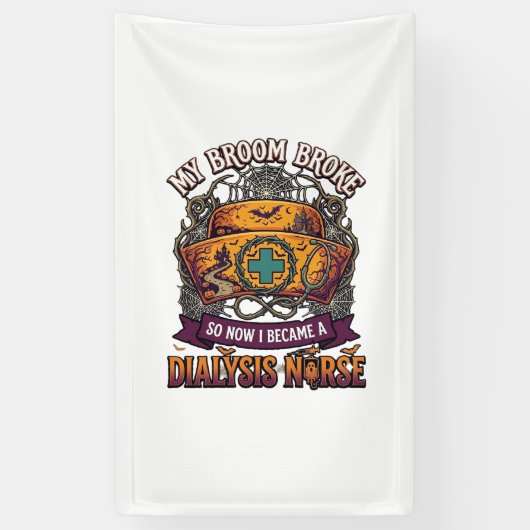 Bezem Gebroken Dialyse Verpleegster Halloween Muts Spandoek (Verticaal)