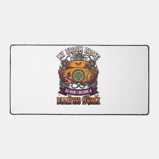 Bezem Gebroken Dialyse Verpleegster Halloween Pet Bureaumat (Voorkant)