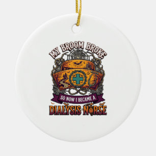 Bezem Gebroken Dialyse Verpleegster Halloween Pet Keramisch Ornament